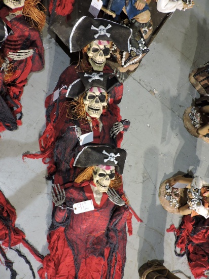 Set of 3 Skeleton Pirate Decorations / Top Half Only