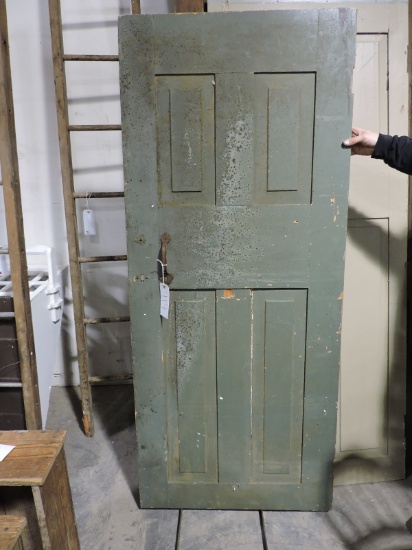 ANTIQUE PANELED INTERIOR DOOR with ORIGINAL HARDWARE