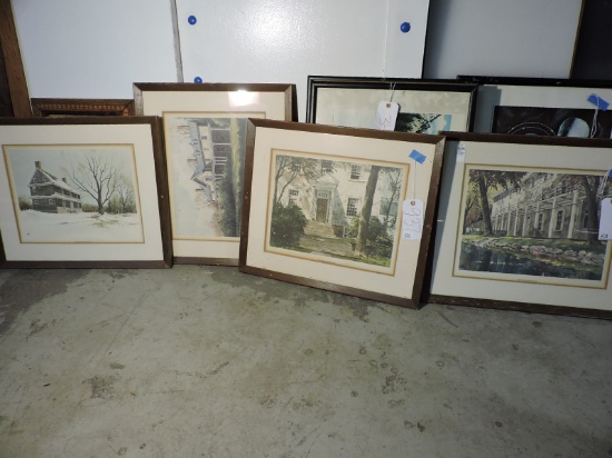 Lot of 4 VINTAGE FRAMED PICTURES - See Photos