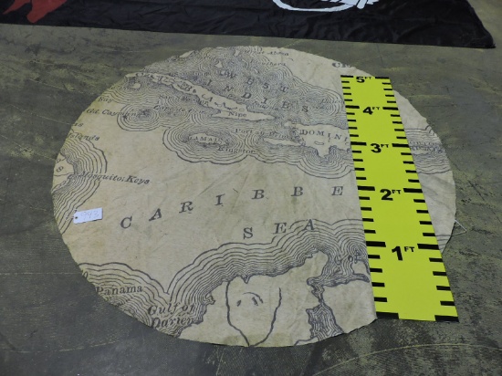 Large Round Antique Style MAP OF THE CARIBBEAN
