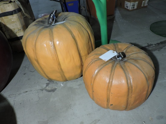 Pair of Faux Pumpkins / Fiberglass - 26" X 26" and 18" X 18"
