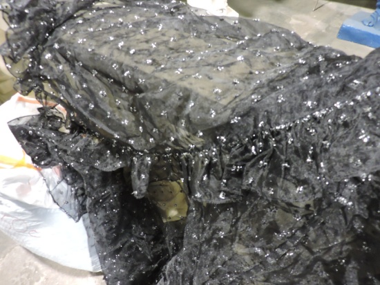 5 Large Bolts of Material - Silver on Black Mesh