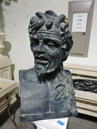 GREEK GOD Faux Bust / Hollow Fiberglass / Approx 28" Tall