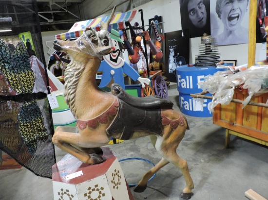 Vintage Carousel Animal - Horn Damage and Crack on Neck -- Fiberglass Construction