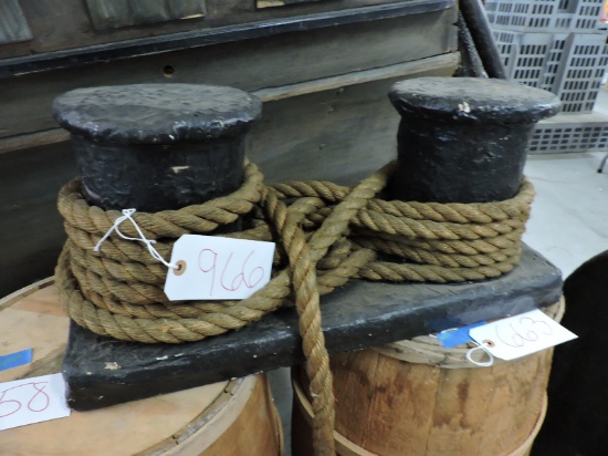 NAUTICAL DOCK CLEAT PROP with ROPE / Approx. 24" X 10"