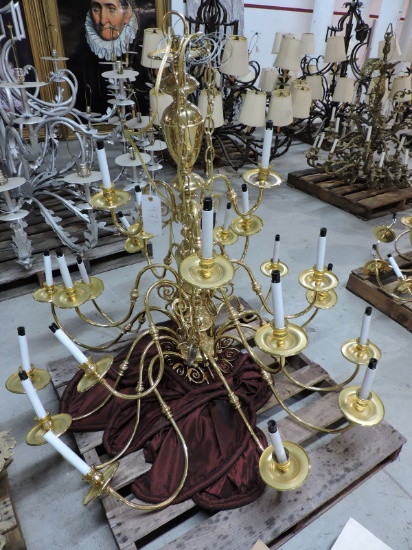 Large Brass-Finish Chandelier - Approx. 43" Wide X 43" Tall