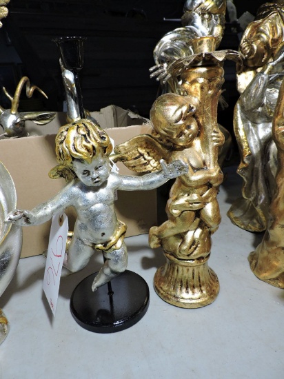 Pair of MASANI -  Gold Leaf Candle Holders / 14" Tall Each