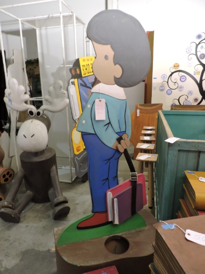SCHOOL BOY WITH BOOKS on STAND / Approx. 71" Tall X 30" Wide