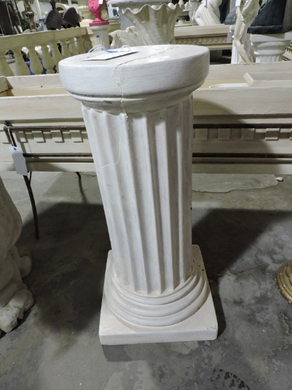 Small White Fluted Column Pedestal / Approx 30" Tall / Fiberglass