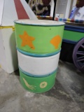 Ocean / Beach Themed Painted 55-Gallon Drum - Steel