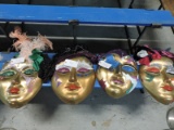 Set of 4 GOLD MARDI GRAS MASKS - Approx. 21