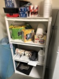 White plastic shelf with items