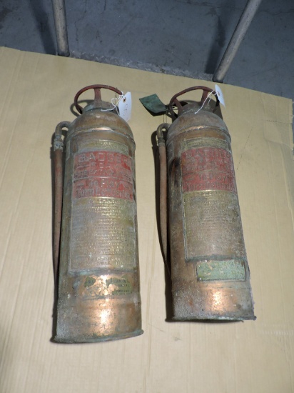 Pair of Brass Antique Badger Brand Fire Extinguishers