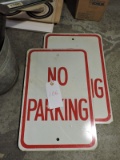Lot of: 2 No Parking Signs and small Aluminum Sheets