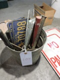 Galvanized Bucket with: 2 Hammers, 2 Chisels, Screwdriver
