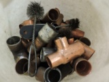 Bucket of Various Copper Fittings
