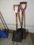 Pair of RED HAWK Brand - Flat Shovels -- New Old Inv.