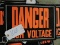 Vintage Metal 'DANGER HIGH VOLTAGE' Sign - Total of 2 -- 7