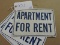 Vintage Metal 'APARTMENT FOR RENT' Sign - Total of 3 -- 7