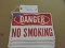 Vintage Metal 'DANGER - NO SMOKING' Sign - Total of 6 -- 7