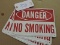 Vintage Metal 'DANGER - NO SMOKING' Sign - Total of 5 -- 7