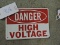 Vintage Metal 'DANGER - HIGH VOLTAGE' Sign - Total of 3 -- 7
