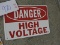Vintage Metal 'DANGER - HIGH VOLTAGE' Sign - Total of 2 -- 7