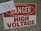 Vintage Metal 'DANGER - HIGH VOLTAGE' Sign - Total of 2 -- 7