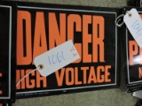 Vintage Metal 'DANGER HIGH VOLTAGE' Sign - Total of 2 -- 7