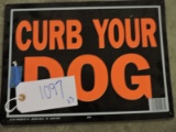 Vintage Metal 'CURB YOUR DOG' Sign - Total of 3 -- 7