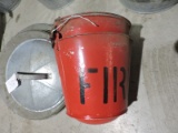 Vintage Original Red Metal Fire Bucket (Set of 2) NEW