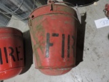Vintage Original Red Metal Fire Bucket (Set of 2) NEW