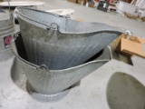 Pair of Vintage Galvanized Ash Buckets / NEW Old Stock Inventory