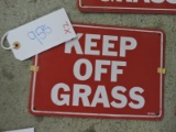 Vintage Metal 'KEEP OFF GRASS' Sign - Total of 2 -- 7