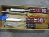 4 Assorted Chisels -- NEW Vintage Stock