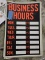 Lot of 4 Plastic BUSINESS HOURS Signs / 12