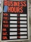 Lot of 4 Plastic BUSINESS HOURS Signs / 12