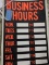 Lot of 2 Plastic BUSINESS HOURS Signs / 12