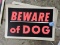 Lot of 5 Plastic BEWARE OF DOG Signs / 12