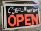 Lot of 4 Plastic COME IN WE'RE OPEN Signs / 12