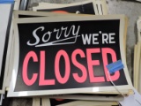 Lot of 8 Plastic SORRY WE'RE CLOSED Signs / 12