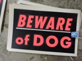 Lot of 5 Plastic BEWARE OF DOG Signs / 12