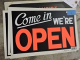 Lot of 4 Plastic COME IN WE'RE OPEN Signs / 12