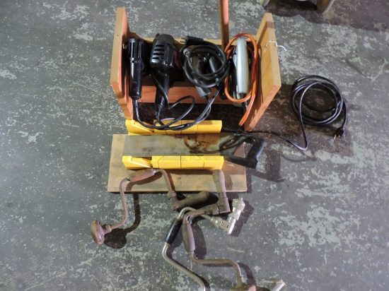 Lot of: 4 Drills, One Jig Saw and Hand Tools - See Description
