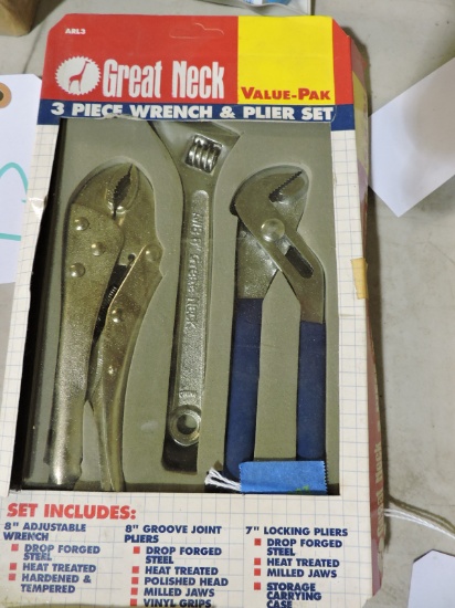 GREATNECK 3-Piece Wrench & Plier Set # ARL3 --- NEW