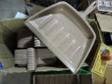 Lot of 20 Plastic Dust Pans & Rubber Finger Pads- NEW Old Stock