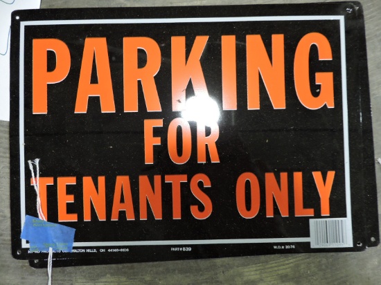 2 Metal PARKING TENANTS ONLY Signs 10" X 14" -- NEW Vintage