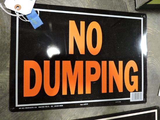 2 Metal NO DUMPING Signs 10" X 14" -- NEW Vintage