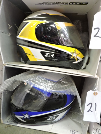 Pair of Motorcycle Helmets - by ZR Helmets - Size Large - NEW