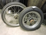 Pair of Motorcycle Spoked Wheels - Front & Rear - See Description
